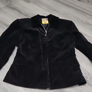 Vintage Crushed Velvet Zip Up Blk Blazer